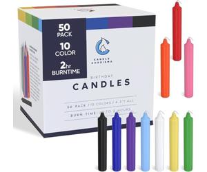 Candle Charisma 50 Multi-Colored Spell Candles - 4" Unscented Paraffin Chime Candles, Smokeless & Dripless Colored Candles, 2 Hours Burn Time 1/2 Inch Taper Candles for Rituals, Witchcraft and Parties