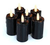 CANDLE CHOICE Battery Operated Flameless Votives with Auto Daily Cycle Timer Long Lasting Realistic Black Wick Electric LED Candles Wedding Party Holiday Halloween Christmas Decorations 6 Pack Black