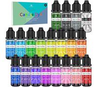 Candle Dye - 20 Colours Liquid Oil-Based Candle Colour Dye for DIY Candle Making Supplies - Concentrated Vibrant Candle Colouring for Soy Wax Dyes, Beeswax, Gel Wax, Paraffin Wax, Crafts - 10ml Each