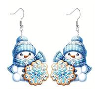 Candle Earrings Sequin Acrylic Christmas Snowman Earrings Women Jewellery Suitable for Fringe Earrings Silver, one size, Acrylic, No Gemstone