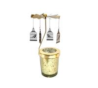 Candle Holder - 8 Inch Pine Branches Carousel for Elegant Home Ambiance, Stainless Steel Rotating Candlestick with Auto-Rotation Feature, Votive Container for Christmas