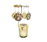 Candle Holder - 8 Inch Pine Branches Carousel for Elegant Home Ambiance, Stainless Steel Rotating Candlestick with Auto-Rotation Feature, Votive Container for Christmas