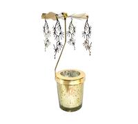 Candle Holder - 8 Inch Pine Branches Carousel for Elegant Home Ambiance, Stainless Steel Rotating Candlestick with Auto-Rotation Feature, Votive Container for Christmas