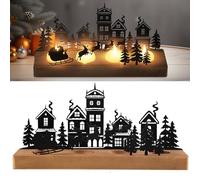 Candle Holder Advent Wreath for 3.8 cm Tea Light, Candle Holder Christmas Candle Tray Metal with Wooden Holders, Table Advent Decoration for DIY Advent Wreath Decoration, Christmas Candle Plate (Black