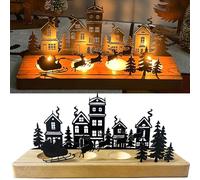 Candle Holder Advent Wreath for 4 Tea Lights, Wooden Candle Holder with Metal Candle Plates, Advent Arrangement, Christmas Candle Tray, Advent Tea Light Holder for Table Decoration, Advent Decoration,