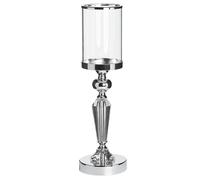 Beliani Candle Holder Bonao Glass 42 Cm Silver