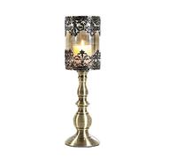 Candle-holder， Candlestick Holder Candle Stand Retro Iron Alloy Glass Light Luxury Home Decoration Candlelight Dinner Candleholder(15cm)