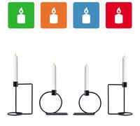 Candle Holder Decor Home Accessory 4-Piece Set Metal Black Scandinavian 16,5cm
