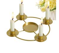 Candle Holder Decoration - Metal Round Display Stand - Advent Wreath Candle Holder - For Home Kitchen Living Room Bedroom Country House Style Fireplace Restaurant Bar Christmas Party Dining Table