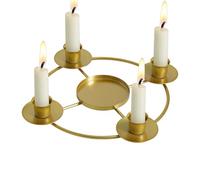 Candle Holder Decoration - Metal Round Display Stand, Vintage Advent Wreath Candlestick - For Kitchen, Living Room, Bedroom, Restaurant, Christmas Party, Wedding