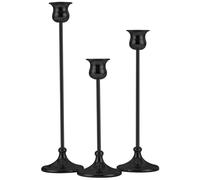 Candle Holder for Candlestick Taper Candle Holders for Halloween Thanksgivinng Christmas Decorations Vintage Candle Stick Candelabra for Fireplace Home Party (Matt Black, 1 Set (3 pcs))