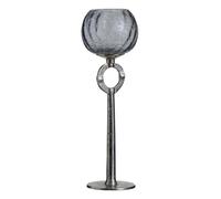 Candle Holder Glass Grey Metal 13 x 13 x 38 cm Silver