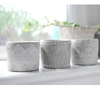 Candle Holder | Grey Pattern | 8cm x 7cm x 8cm | pack of 3