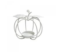 Candle Holder Hollow Pumpkin Shaped Candlestick Holder Rustic Party Decor (White, 14cmx13cm)