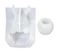 Candle Holder Mold - Easter Bunny Candlestick Flower Pot | Cute Rabbit Candlestick Casting - Non Stick Reusable Easy Release Craft Mold for DIY Spring Decor Gifting, Silicone 8.8x6.5x5.4cm