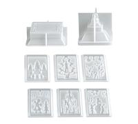 Candle Holder Mould, Cement Christmas Lantern Mould - Silicone for Christmas with 8 Pieces for Casting, for Craft Decorations for the Home During Holidays and Concrete Art