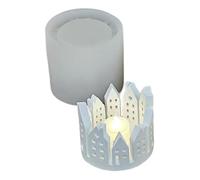 Candle Holder Moulds for Cement, Candle Holder Moulds Silicone - Ringhaus Candle Holder Epoxy Casting Mould - 3D Ring House Silicone Moulds for Resin, Concrete, Hollow, House Shaped Ornament Plaster