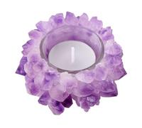 Candle Holder, Natural Amethyst Cluster Quartz Crystal Tea Light Holder, Candlestick Decor for Home Wedding Party Anniversary Housewarming Gifts Tea Light