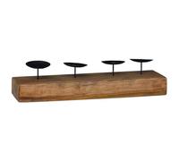Candle Holder Natural Solid Teak Wood 50 x 15 x 10 cm Rustic Candle Holder for Dining Room Living Room Bedroom with Textured Surface as Table Decoration and Candlestick for