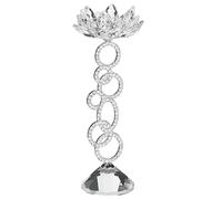 Beliani Candle Holder OVIEDO Glass 27 cm Silver, Silver