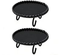 Candle Holder Pair Constructed From Iron For Pillar Candles Emphasizing Integrity And Decorative Integration In Interiors(Black)