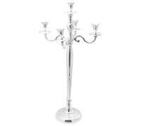 Candle Holder Silver Aluminium 32 x 32 x 79.5 cm with High Gloss Surface and Decorative Inlay for Living Room Bedroom Dining Room as Stylish Table Decoration and Candlestick for