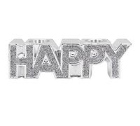 Candle Holder | Silver Sparkle Happy | 1 Piece - 27x6x8 cm