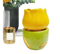 Candle Holder - Spacious Burning Room, Chic Ceramic Oil Burner Candle Diffuser | Table Centerpiece Flower Shape Ceramic Oil Diffuser with Candle Spoon, Table Centerpiece for Home Dorm Hotel