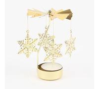 Candle Holder - Spinning Tealight Carousel with Angels & Reindeers, Metal Christmas Tree Candle Holder for Festive Table Decor(gold-snowflake)