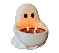 Candle Holder, Spooky Ghost, Tealight Compatible Hand-crafted Design Glazed Tabletop Display, Candlestick Stand for Party Balconies Wedding Hotel Lobbies Tabletop Displays