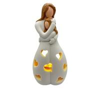Candle Holder Statue - Mother Daughter Decor, Resin Figurine Decor | Warmhearted Setting Holder With Flickering LED Candle, Home Decoration Desktop Ornament For Mothers Day, Resin