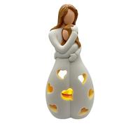 Candle Holder Statue With LED Candle, Mother And Daughter Figurine, Candle Holder Statue Mother And Daughter With Flickering Led Candle, Holder For Home Decoration