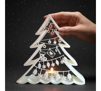 Candle Holder, White, Christmas Decoration for Table and Fireplace, Modern Tea Light Holder, Premium 3D Print, Handmade in the Czech Republic (Christmas Tree)