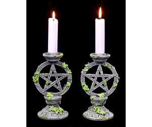 Candle Holder - Wicca Pentacle 2er Set - Nemesis Now Altar Candlesticks Deco