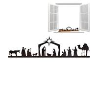 Candle Holder - Wrought Iron, Approx. 9.45x5.9in Tea Light Holder Religious Nativity Scene | Fireplace-Ready Silhouette Decor, Christian Candle Stand For Table, Parties, Seasonal Gatherings