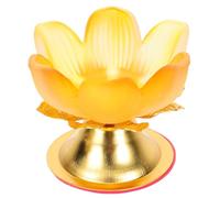 Candle Holder Yellow Lotus Shaped Alloy for Temple Office Use