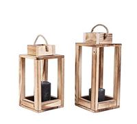 Candle holders, 2 Pcs Wooden Lantern Candle Holder Decorative Home