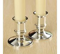 Candle Holders 2pcs Taper Candle Holders Silver/Gold Candlestick Electronic Candles Wedding Dinner Home Decor (Color : Silver)