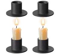 Candle Holders 4PCS Candle Holder, Black Retro Iron Holders for Pillar Candles, Farmhouse Candlestick for Home Wedding Party Anniversary
