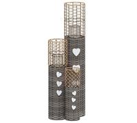 Candle Holders Lantern Stand Home Decor 3 pcs Grey Wicker vidaXL