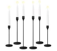 Candle Holders Set of 6 Black Taper Candlestick Holders Vintage Tall Candle Stick Stand Holders Decorative Table Centerpiece for Wedding, Mantel, Living Room