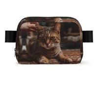 Candle in Darkness Fanny Pack Crossbody Waist Bag Pack Waterproof Mini Belt Bag Bum Hip Bag for Men Women, A Cat Lies Down, One Size