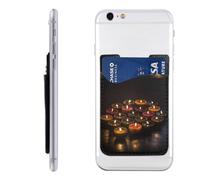 Candle in Darkness Phone Wallet, Stick On Card Holder for Back of Phone Case - Leather Cell Phone Card Wallet Sleeve Adhesive Phone Pocket - Compatible with Most Cell Phones