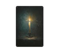 Candle in The Darkness Dark Fantasy Tin Metal Signs Wall Art Decorations for Bar Pub Club Cafe Room Farmhouse White 30x20cm