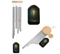 Candle in The Darkness Dark Fantasy Wind Chimes Memorial Deep Tone Windchime with 6 Aluminum Tubes Outdoor Backyard Garden Decoration