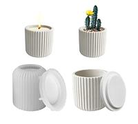 Candle Jar With Lid Silicone Molds, Concrete Candle Vessels Mould For Candle Making Supplies,Silicone Mold Suitable For Flower Pots And Candlesticks, Cement Molds For Making Aromatherapy Candles (#2)