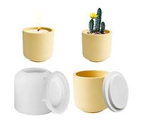 Candle Jar with Lid Silicone Molds, Concrete Candle Vessels Mould for Candle Making Supplies,Silicone Mold Suitable for Flower Pots and Candlesticks, Cement Molds for Making Aromatherapy Candles (#1)