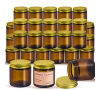 Candle Jars 36 Pack Thick Candle Glass Jars for Making Candles 3.5 OZ Amber Empty Glass Candle Jars with Lids Bulk Candle Containers with Lids Labels - Dishwasher Safe