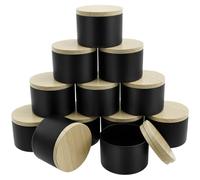 Candle Jars Candle Tins 12Pcs 8oz Iron DIY Candles Making Jars With Lid Multipurpose Container For Home Decoration(Black 12pcs 8oz)