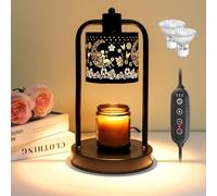 Candle Lamp Warming Light with Timer: Black Electric Candle Warmer Flameless, 4-Levels Dimmable Vintage Candle Burner Lamps Gift for Women Friend Birthday Christmas Housewarming Present New Home Decor